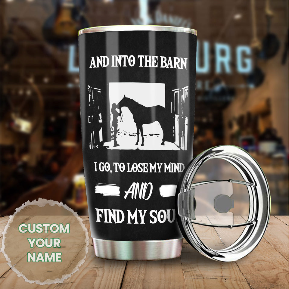 Camellia Personalized Horse Into The Barn Stainless Steel Tumbler - Double-Walled Insulation Vacumm Flask - Gift For Horse Lovers, Cowgirls, Cowboys, Perfect Christmas, Thanksgiving Gift