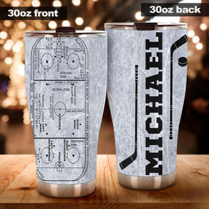 Camellia Personalized Ice Hockey Stainless Steel Tumbler-Double-Walled Insulation Cup With Lid Gift For Hockey Player