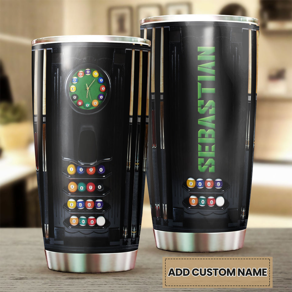 Camellia Personalized Pool Table Billiard Stainless Steel Tumbler-Double-Walled Insulated Gift For Golf Player 03