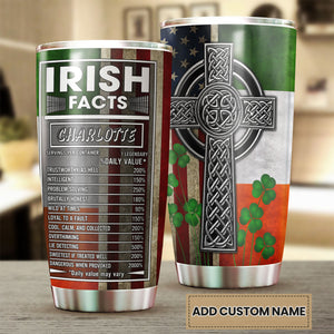 Camellia Persionalized Irish Fact Stainless Steel Tumbler - Customized Double - Walled Insulation Travel Thermal Cup With Lid