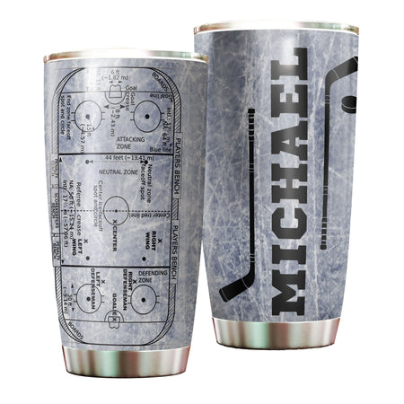 Camellia Personalized Ice Hockey Stainless Steel Tumbler-Double-Walled Insulation Cup With Lid Gift For Hockey Player
