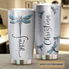 Camellia Personalized Dragonfly Faith Stainless Steel Tumbler - Customized Double-Walled Insulation Travel Thermal Cup With Lid Gift For Dragonfly Lover