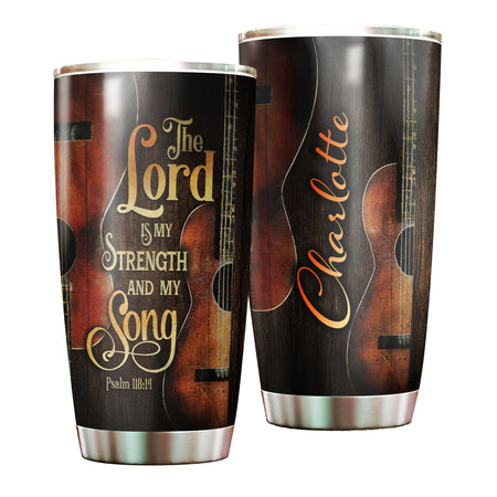 Camellia Personalized 3D Arcoustic Guitar Stainless Steel Tumbler - Customized Double-Walled Insulation Thermal Cup With Lid Gift For Guitarist