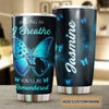 Camellia Personalized Butterfly As Long As I Breathe You'll Be Remembered Stainless Steel Tumbler - Double-Walled Insulation Vacumm Flask - For Thanksgiving, Memorial Day, Christians, Christmas