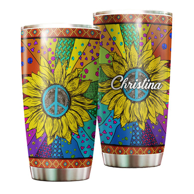 Camellia Personalized Hippie Chrysanthemum Stainless Steel Tumbler-Double-Walled Insulation Travel Cup With Lid