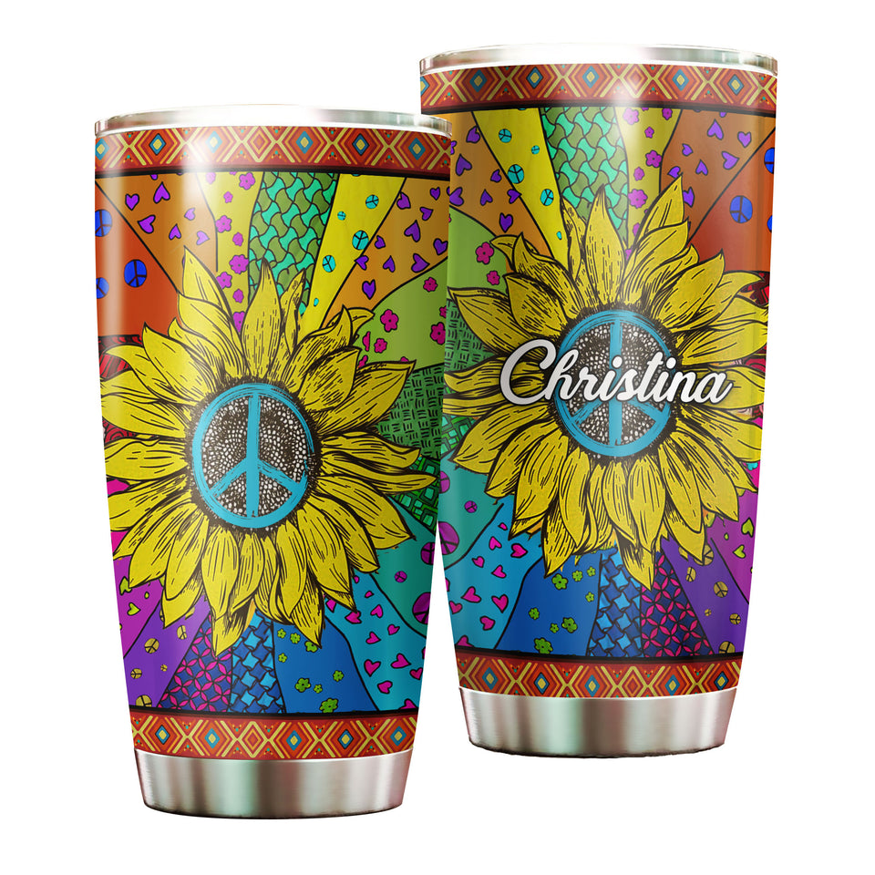 Camellia Personalized Hippie Chrysanthemum Stainless Steel Tumbler-Double-Walled Insulation Travel Cup With Lid