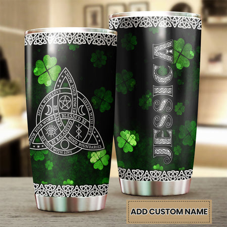 Camellia Personalized Celtic Knot Stainless Steel Tumbler - Customized Double-Walled Insulation Travel Thermal Cup With Lid