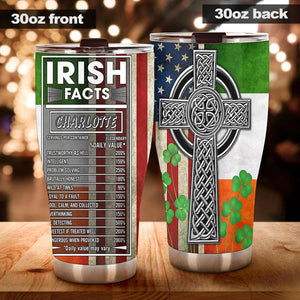 Camellia Persionalized Irish Fact Stainless Steel Tumbler - Customized Double - Walled Insulation Travel Thermal Cup With Lid