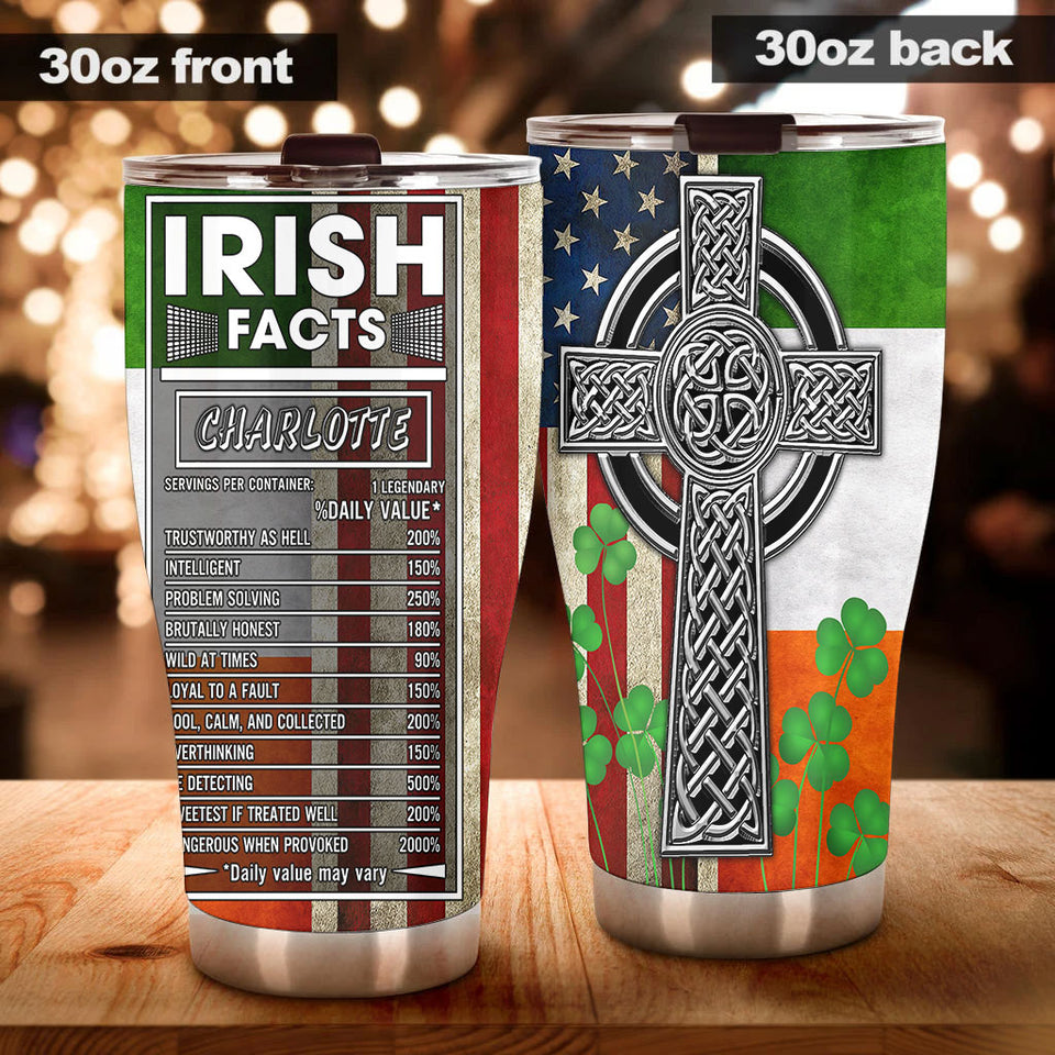 Camellia Persionalized Irish Fact Stainless Steel Tumbler - Customized Double - Walled Insulation Travel Thermal Cup With Lid