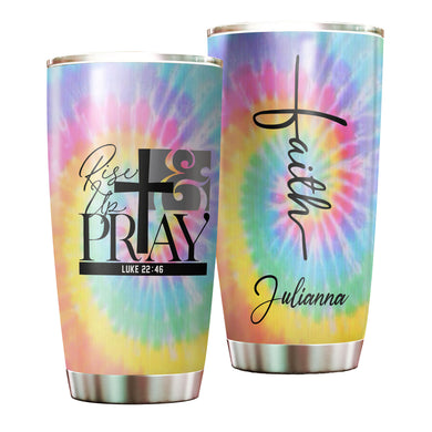 Camellia Personalized Faith Raise Up And Pray Stainless Steel Tumbler-Double-Walled Travel Therma Cup With Lid