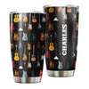 Camellia Personalized 3D Colorful Guitar Collection Stainless Steel Tumbler - Customized Double-Walled Insulation Travel Thermal Cup With Lid Gift For Guitarist