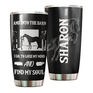 Camellia Personalized Horse Into The Barn Stainless Steel Tumbler - Double-Walled Insulation Vacumm Flask - Gift For Horse Lovers, Cowgirls, Cowboys, Perfect Christmas, Thanksgiving Gift