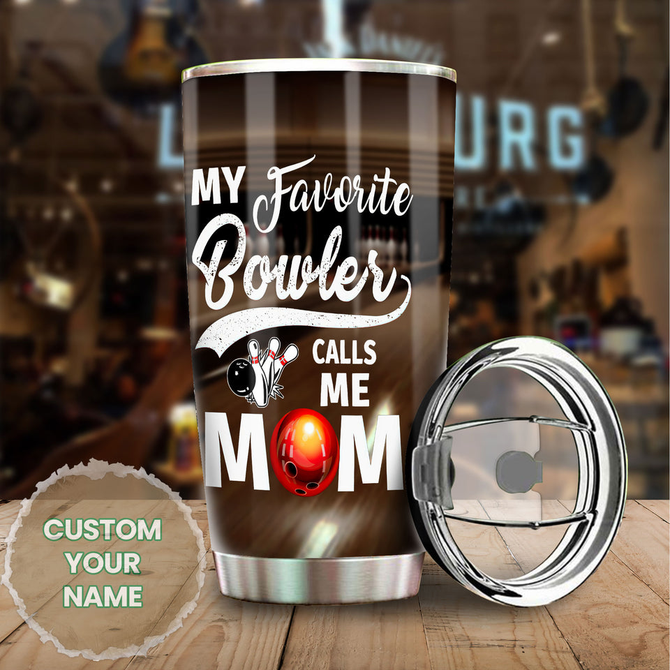 Camellia Persionalized 3D My Favourite Bowler Call Me Mom Stainless Steel Tumbler - Customized Double - Walled Insulation Thermal Cup With Lid