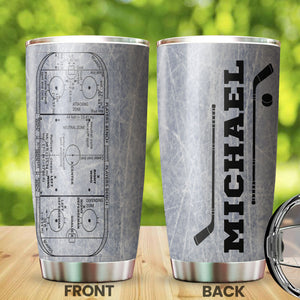 Camellia Personalized Ice Hockey Stainless Steel Tumbler-Double-Walled Insulation Cup With Lid Gift For Hockey Player