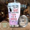 Camellia Personalized Once Upon A Time There Was A Girl Who Really Loved Book And Cat Stainless Steel Tumbler - Double-Walled Insulation Vacumm Flask - Gift For Book Lovers, Nerd, Cat Lovers