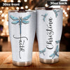 Camellia Personalized Dragonfly Faith Stainless Steel Tumbler - Customized Double-Walled Insulation Travel Thermal Cup With Lid Gift For Dragonfly Lover