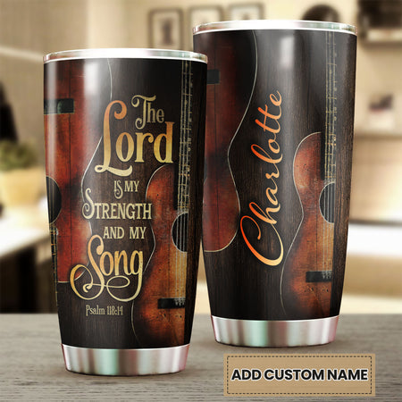 Camellia Personalized 3D Arcoustic Guitar Stainless Steel Tumbler - Customized Double-Walled Insulation Thermal Cup With Lid Gift For Guitarist