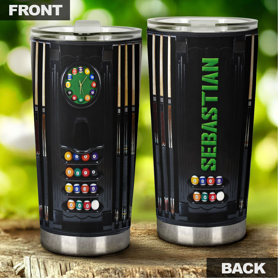 Camellia Personalized Pool Table Billiard Stainless Steel Tumbler-Double-Walled Insulated Gift For Golf Player 03