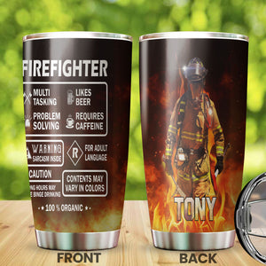 Camellia Personalized Firefighter Label Stainless Steel Tumbler-Double-Walled Insulation Gift For Firefighter Fireman