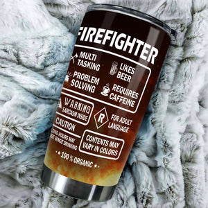 Camellia Personalized Firefighter Label Stainless Steel Tumbler-Double-Walled Insulation Gift For Firefighter Fireman