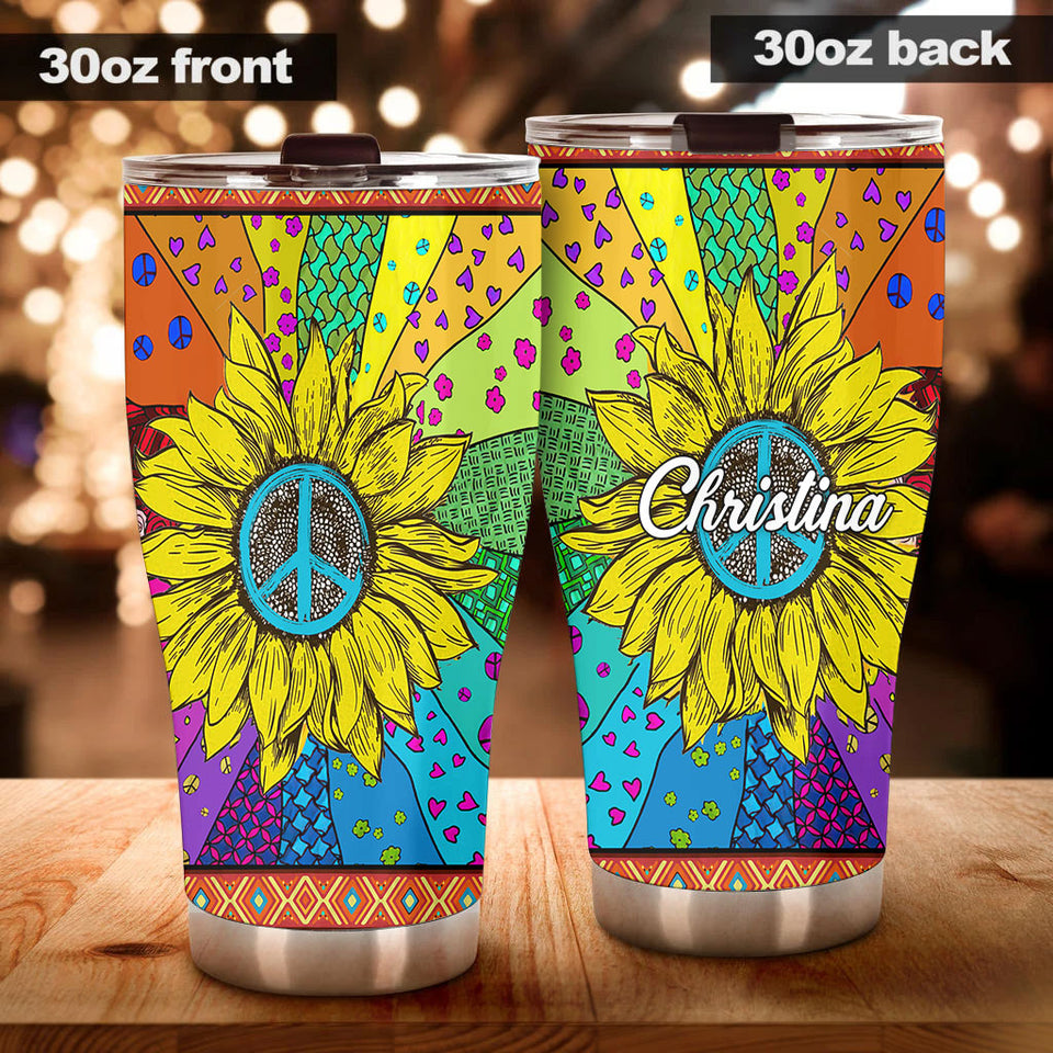 Camellia Personalized Hippie Chrysanthemum Stainless Steel Tumbler-Double-Walled Insulation Travel Cup With Lid