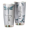 Camellia Personalized Dragonfly Faith Stainless Steel Tumbler - Customized Double-Walled Insulation Travel Thermal Cup With Lid Gift For Dragonfly Lover