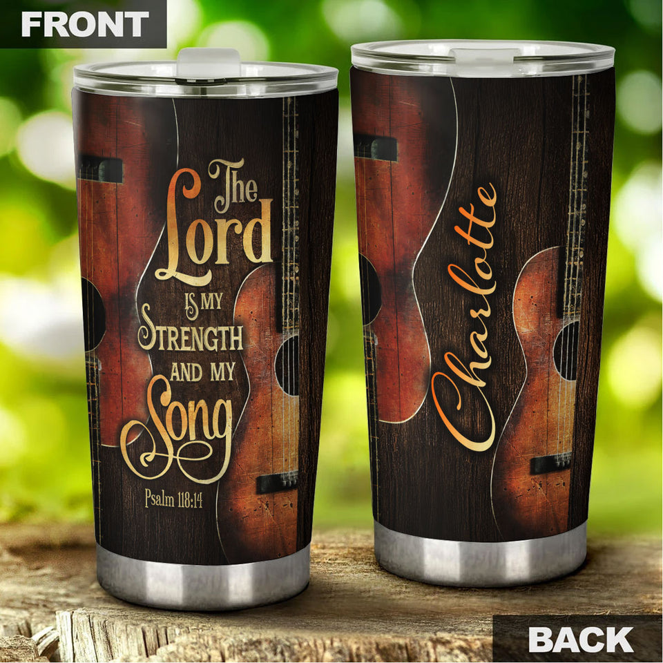 Camellia Personalized 3D Arcoustic Guitar Stainless Steel Tumbler - Customized Double-Walled Insulation Thermal Cup With Lid Gift For Guitarist