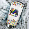 Camellia Persionalized LGBT Bear Peace Love Free Mom Hugs Stainless Steel Tumbler - Customized Double - Walled Insulation Travel Thermal Cup With Lid