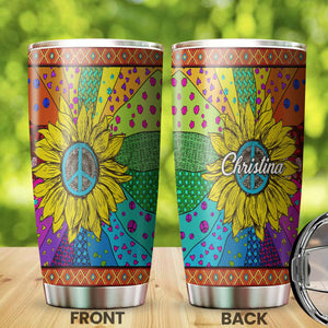 Camellia Personalized Hippie Chrysanthemum Stainless Steel Tumbler-Double-Walled Insulation Travel Cup With Lid