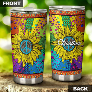 Camellia Personalized Hippie Chrysanthemum Stainless Steel Tumbler-Double-Walled Insulation Travel Cup With Lid