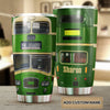 Camellia Personalized 3D Green Bus Stainless Steel Tumbler - Customized Double-Walled Insulation Travel Thermal Cup With Lid