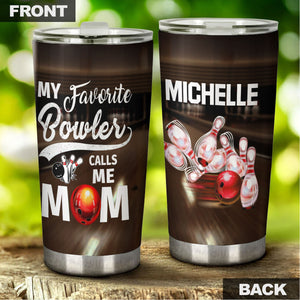 Camellia Persionalized 3D My Favourite Bowler Call Me Mom Stainless Steel Tumbler - Customized Double - Walled Insulation Thermal Cup With Lid