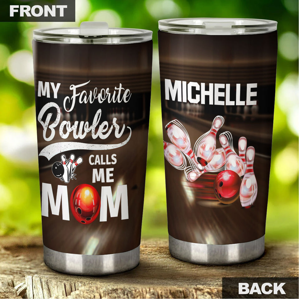 Camellia Persionalized 3D My Favourite Bowler Call Me Mom Stainless Steel Tumbler - Customized Double - Walled Insulation Thermal Cup With Lid