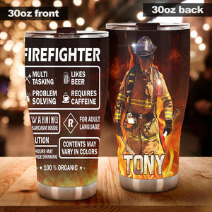 Camellia Personalized Firefighter Label Stainless Steel Tumbler-Double-Walled Insulation Gift For Firefighter Fireman