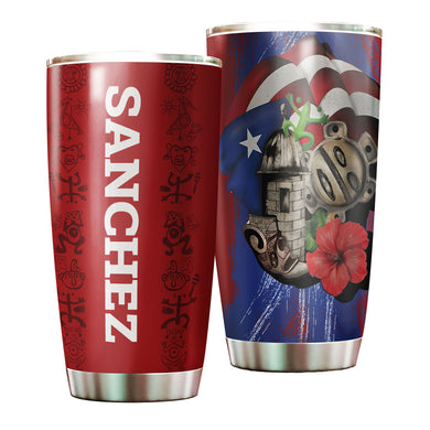 Camellia Persionalized 3D Baseball Puerto Rican Stainless Steel Tumbler - Customized Double - Walled Insulation Travel Thermal Cup With Lid Gift For Baseball Player