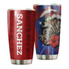 Camellia Persionalized 3D Baseball Puerto Rican Stainless Steel Tumbler - Customized Double - Walled Insulation Travel Thermal Cup With Lid Gift For Baseball Player