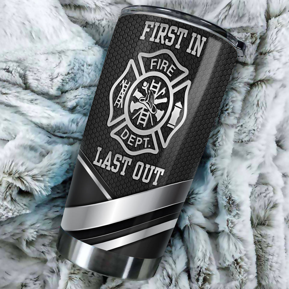 Camellia Personalized Firefighter First In Last Out Stainless Steel Tumbler-Double-Walled Insulation Gift For Firefighter Fireman 03