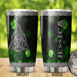 Camellia Personalized Celtic Knot Stainless Steel Tumbler - Customized Double-Walled Insulation Travel Thermal Cup With Lid