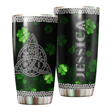 Camellia Personalized Celtic Knot Stainless Steel Tumbler - Customized Double-Walled Insulation Travel Thermal Cup With Lid