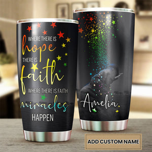 Camellia Personalized Where There Is Hope Faith Miracles Elephant Stainless Steel Tumbler-Sweat-Proof Travel Therma Cup With Lid