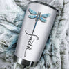 Camellia Personalized Dragonfly Faith Stainless Steel Tumbler - Customized Double-Walled Insulation Travel Thermal Cup With Lid Gift For Dragonfly Lover