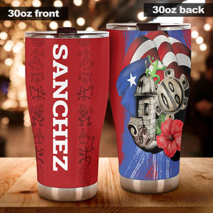 Camellia Persionalized 3D Baseball Puerto Rican Stainless Steel Tumbler - Customized Double - Walled Insulation Travel Thermal Cup With Lid Gift For Baseball Player