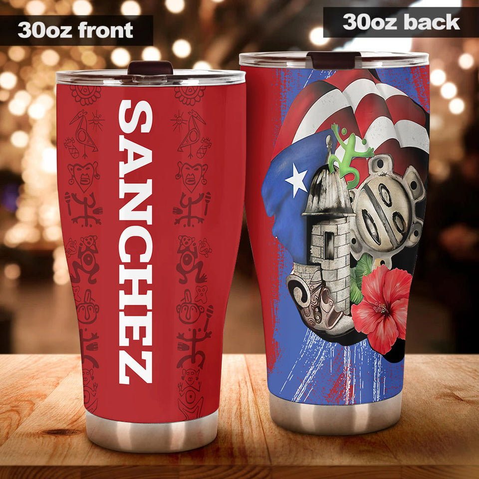 Camellia Persionalized 3D Baseball Puerto Rican Stainless Steel Tumbler - Customized Double - Walled Insulation Travel Thermal Cup With Lid Gift For Baseball Player