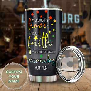 Camellia Personalized Where There Is Hope Faith Miracles Elephant Stainless Steel Tumbler-Sweat-Proof Travel Therma Cup With Lid