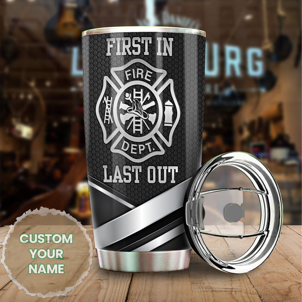 Camellia Personalized Firefighter First In Last Out Stainless Steel Tumbler-Double-Walled Insulation Gift For Firefighter Fireman 03