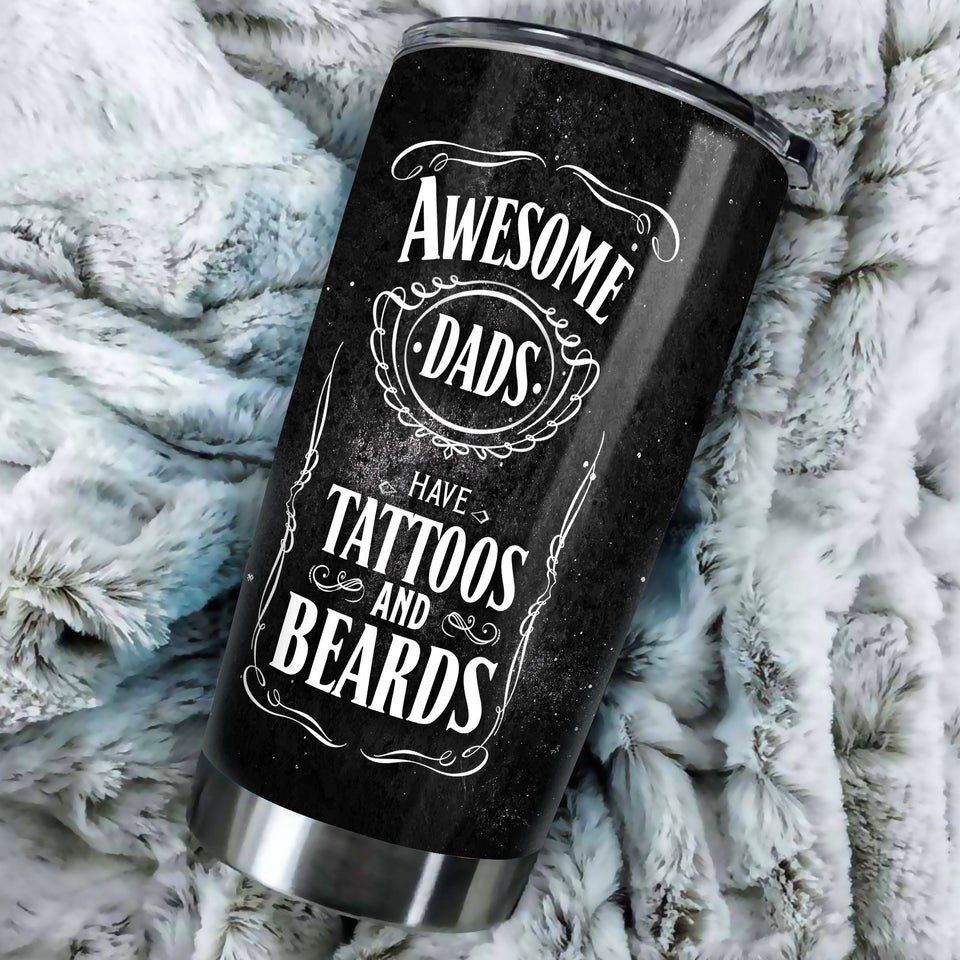Camellia Personalized Awesome Dads Tattoo Stainless Steel Tumbler - Double-Walled Insulation Vacumm Flask - Gift For Tattoo Lovers, Tattoo Artists