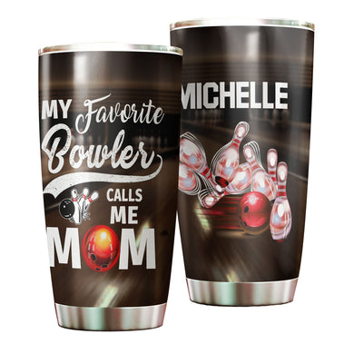 Camellia Persionalized 3D My Favourite Bowler Call Me Mom Stainless Steel Tumbler - Customized Double - Walled Insulation Thermal Cup With Lid