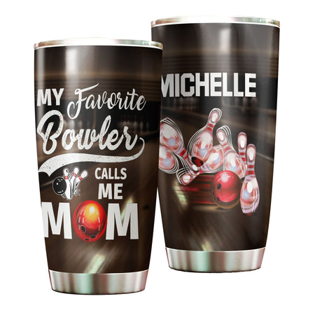 Camellia Persionalized 3D My Favourite Bowler Call Me Mom Stainless Steel Tumbler - Customized Double - Walled Insulation Thermal Cup With Lid