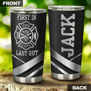Camellia Personalized Firefighter First In Last Out Stainless Steel Tumbler-Double-Walled Insulation Gift For Firefighter Fireman 03