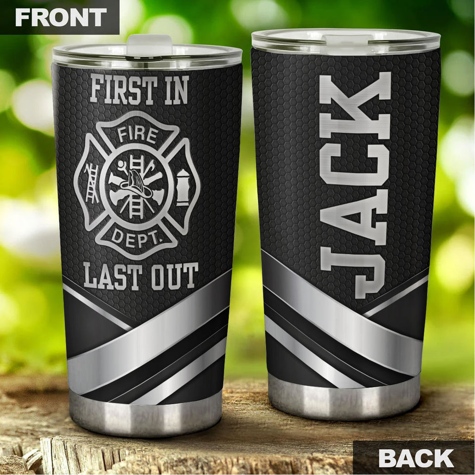 Camellia Personalized Firefighter First In Last Out Stainless Steel Tumbler-Double-Walled Insulation Gift For Firefighter Fireman 03